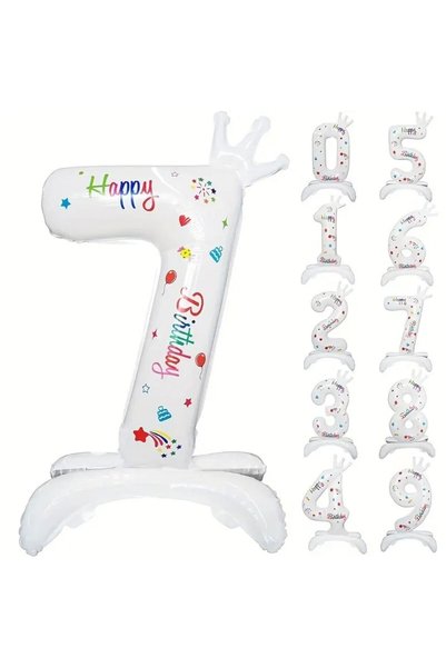 OEM Balon din folie metalizată în formă de cifră, cifra 7 cu Happy Birthday S...
