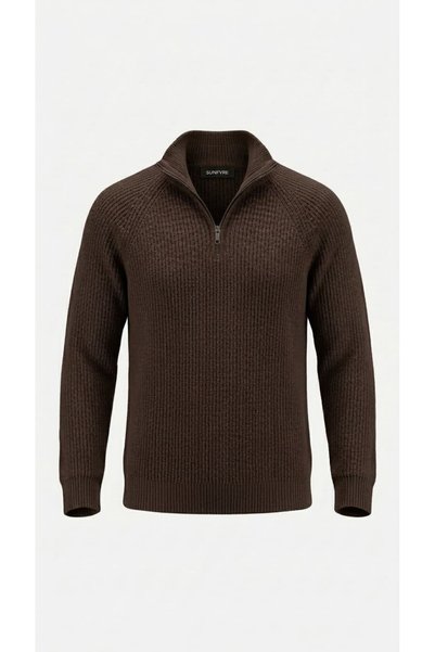 sunfyre Men's Half-Zip Mock Neck Chunky Knit Sweater SUN663