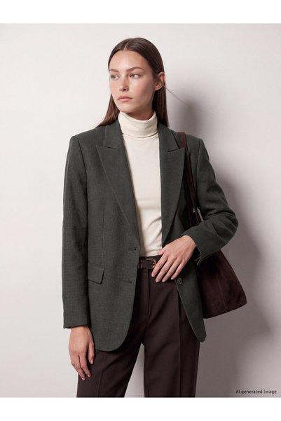 LC Waikiki Özmarka New Season Green Plaid Women's Blazer Jacket