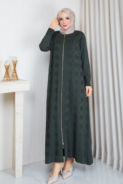 Pamuk Butik Ferace din tricot mercerizat cu model, pentru femei, cu fermoar d...