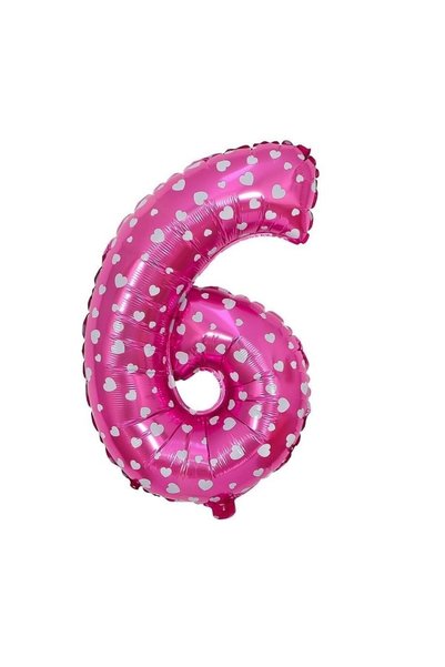 OEM Balon din folie metalizată în formă de cifră 6, model Inimi, pentru anive...