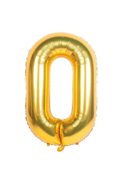 OEM Balon din folie, Cifra 0, 81 cm, Pentru Aer sau Heliu, Bulk, auriu, decor...