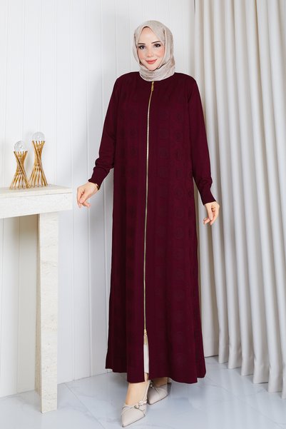 Pamuk Butik Ferace din tricot mercerizat cu model, pentru femei, cu fermoar d...