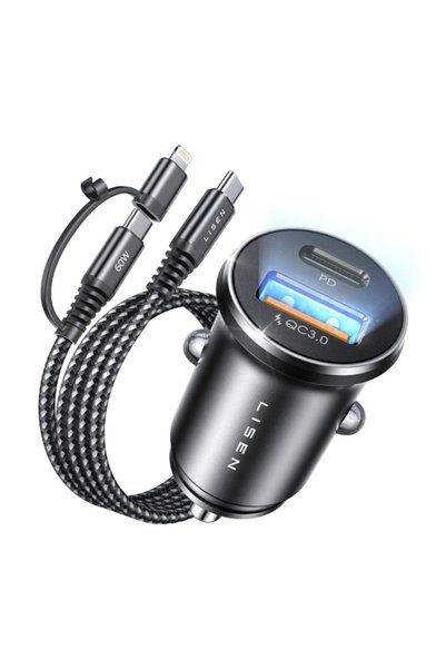 LISEN Incarcator auto Lisen, porturi USB si Type-C, mini, protectie inteligen...
