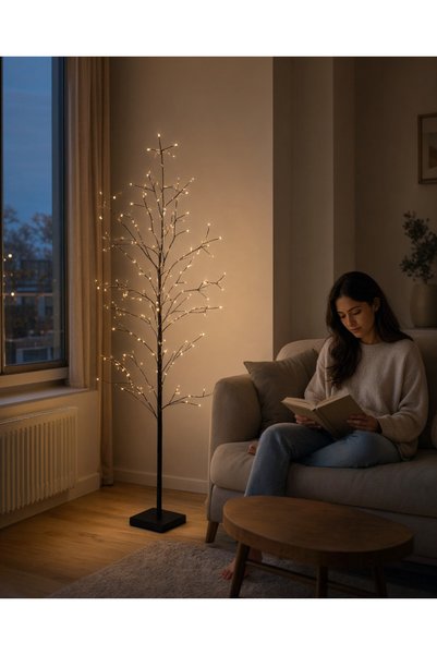 OEM Copac decorativ cu LED, 216 LED-uri, alb cald, 150 cm, temporizator