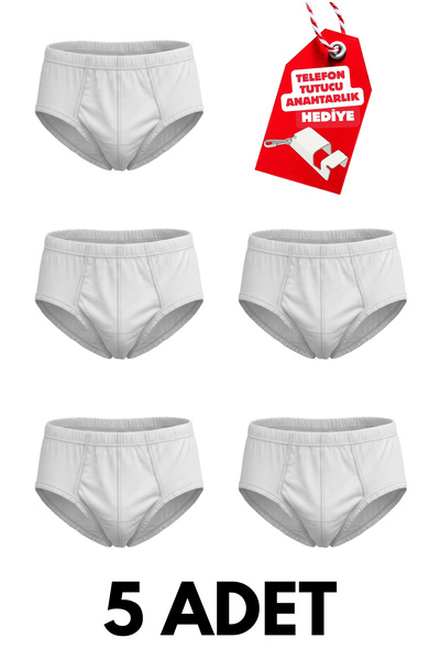 Tutku Elit Set of 5 White 100% Cotton Jersey Classic Relaxed-Fit Men's Briefs...