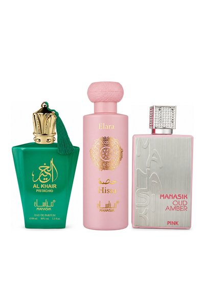 MANASIK Set 3 parfumuri Manasik, Al Baraka Pistachio + Hissa Elara + Oud Ambe...