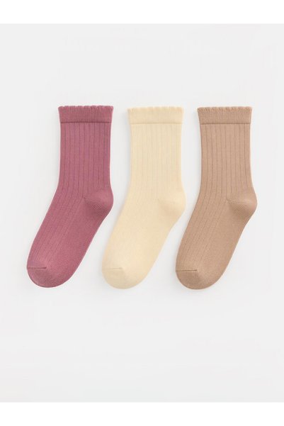 LC Waikiki Esvab • Modern & Distinctive 3-Piece Ribbed Girls' Socks