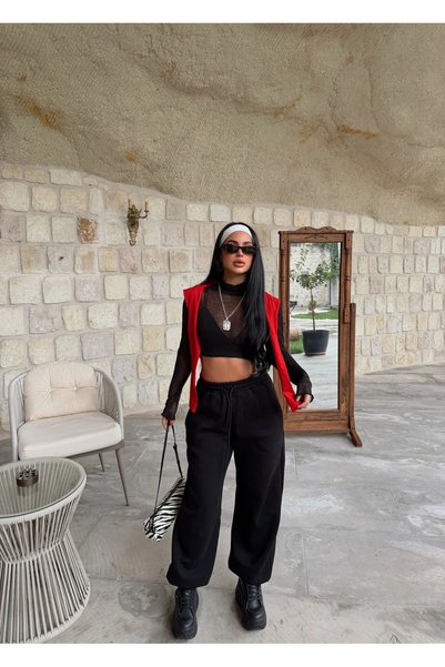 kırmızı butiks Black Soft Baggy Sweatpants