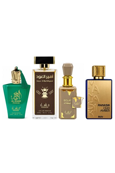 MANASIK Set 4 Manasik, Al Baraka Pistachio + Ameer al Oud Original + Eclat + ...