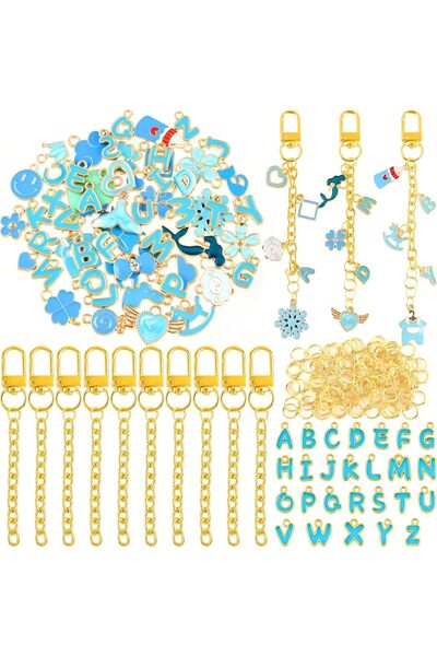 EXCEFORE 166Pcs DIY Keyring Making Kit, Cute Bag Charms Kit for Kids & Adults...