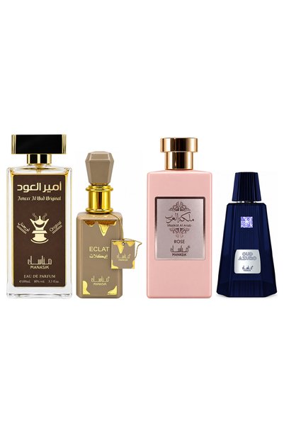 MANASIK Set 4 Manasik, Ameer al Oud Original + Eclat + Malikat al Arab Rose +...