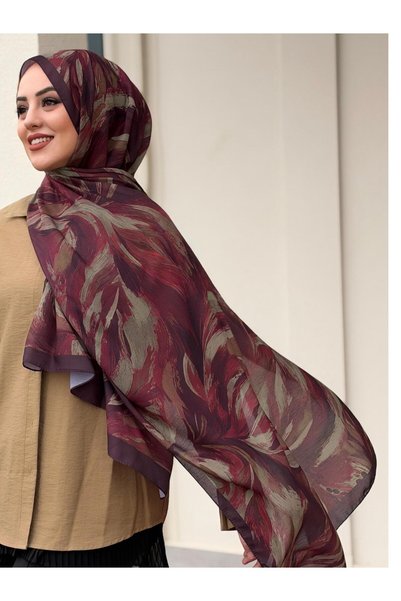 Nısshal BÂDE Desenli Şal - Bordo
