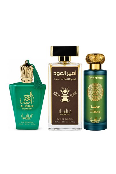 MANASIK Set 3 parfumuri Manasik, Al Baraka Pistachio + Ameer al Oud Original ...