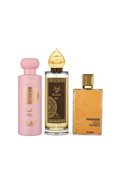 MANASIK Set 3 parfumuri Manasik, Hissa Elara + Oriental Oud + Oud Amber Gold,...