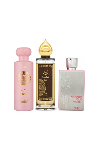 MANASIK Set 3 parfumuri Manasik, Hissa Elara + Oriental Oud + Oud Amber Pink,...