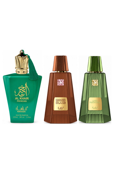 MANASIK Set 3 parfumuri Manasik, Al Baraka Pistachio + Liquid Blaze + Lush Pi...
