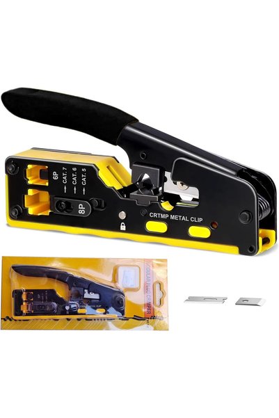 MIKUER أداة تجعيد RJ45، تجعيد RJ45 Cat5 Cat6 Cat7 RJ11، أداة تجعيد وتجريد كاب...