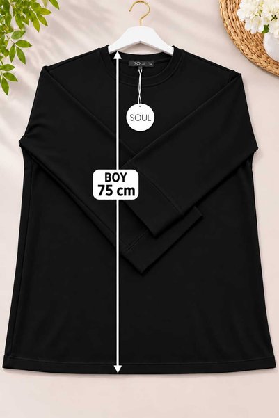 Soul Tunik Tesettür Tunik Yumuşak Dokulu Sade Basıc Model Siyah
