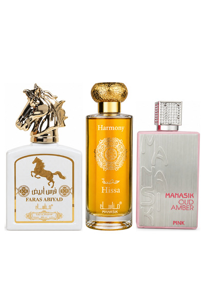 MANASIK Set 3 parfumuri Manasik, Faras Abiyad + Hissa Harmony + Oud Amber Pin...