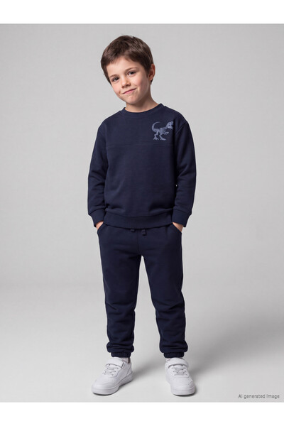 LC Waikiki Rmz Gi̇yi̇m Farkiyla Dinosaur Printed Boys' Tracksuit Set