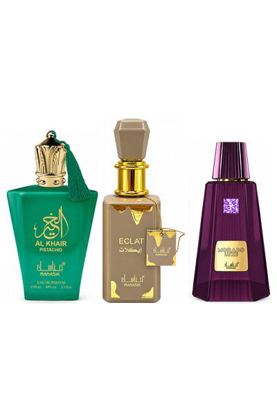 MANASIK Set 3 parfumuri Manasik, Al Baraka Pistachio + Eclat + Morado Luxe, E...