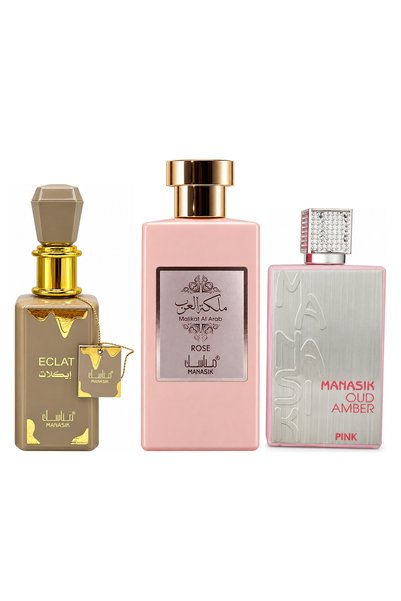 MANASIK Set 3 parfumuri Manasik, Eclat + Malikat al Arab Rose + Oud Amber Pin...