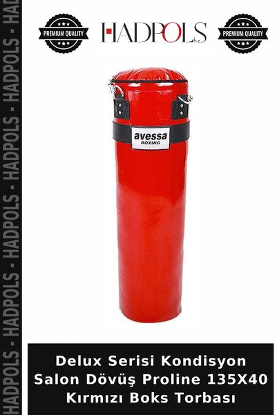 HadPols Delux Serisi Kondisyon Salon Dövüş Proline 135X40 Kırmızı Boks Torbası