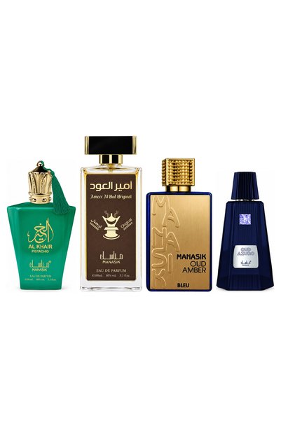 MANASIK Set 4 Manasik, Al Baraka Pistachio + Ameer al Oud Original + Oud Ambe...