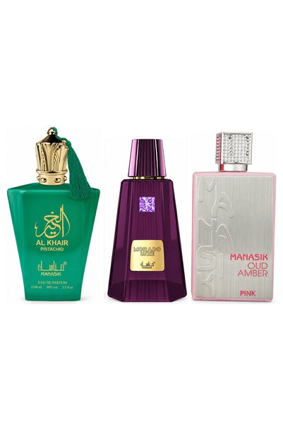 MANASIK Set 3 parfumuri Manasik, Al Baraka Pistachio + Morado Luxe + Oud Ambe...