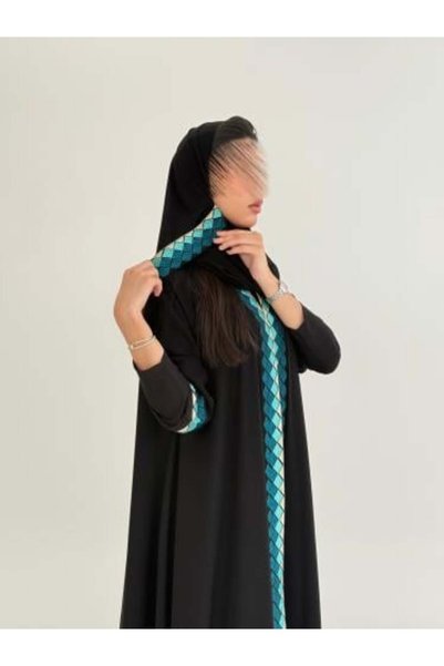 aljmal alraqi abaya Farha Abaya with Internet Fabric and Turquoise Embroidery...