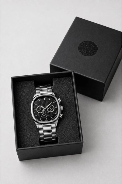 trendmood Men's Silver Color Metal Cord Analog Wrist Watch Black Dial with Ca...