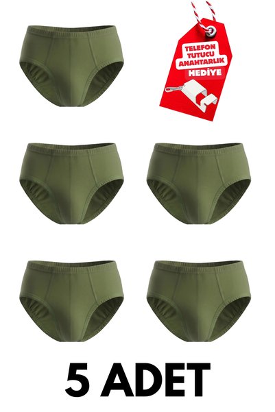 Seher Yıldızı 5-Pack Men's Cotton Classic-Cut Briefs + Free Phone Holder Keyc...