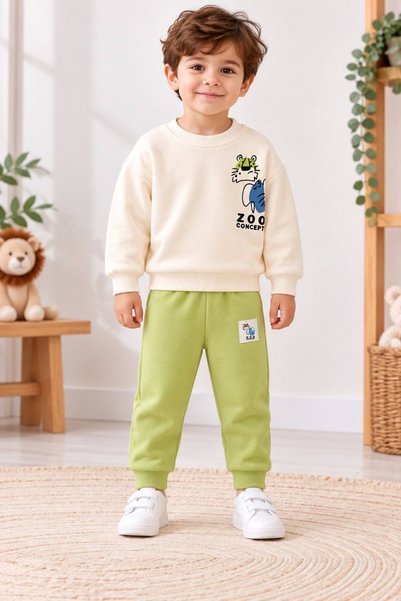 Liliboom Kids BOYS' ZOO-PRINTED 3-PLY BRUSHED COTTON 1-4 YEARS TOP AND BOTTOM...
