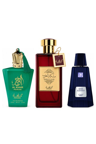MANASIK Set 3 parfumuri Manasik, Al Baraka Pistachio + Malikat al Arab + Oud ...