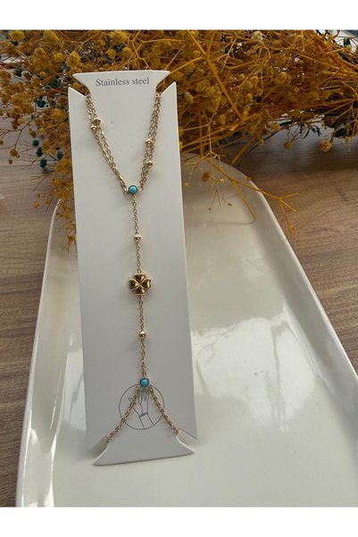 Blotch Stylish and Modern Steel Thong Beaded Bracelet with Doric and Clover D...