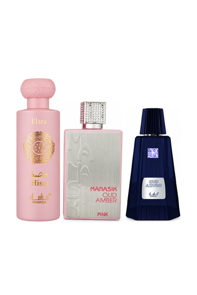 MANASIK Set 3 parfumuri Manasik, Hissa Elara + Oud Amber Pink + Oud Azuro, ED...