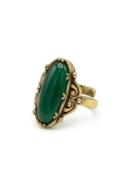 Dorvina Bronze Women's Ring, Authentic Copper Jewelry, Natural Stone, Green A...
