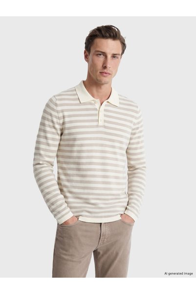 LC Waikiki Men's Knitwear Sweater with Turn-Down Roba Collar and Stripes from...