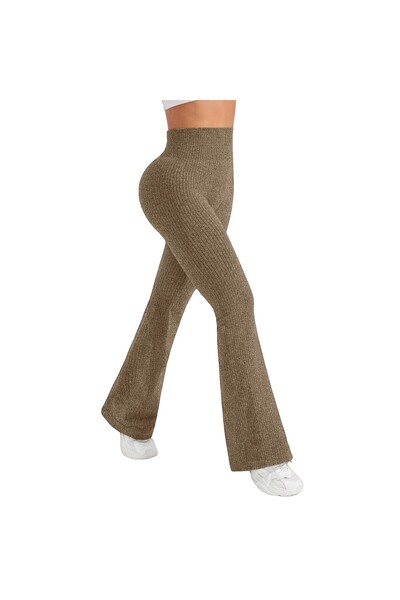 OEM Pantaloni sport damă evazați pentru yoga și fitness, talie înaltă, tricot...