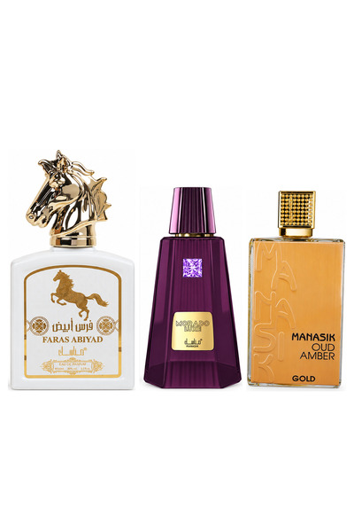MANASIK Set 3 parfumuri Manasik, Faras Abiyad + Morado Luxe + Oud Amber Gold,...