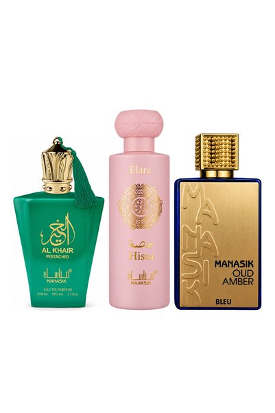 MANASIK Set 3 parfumuri Manasik, Al Baraka Pistachio + Hissa Elara + Oud Ambe...