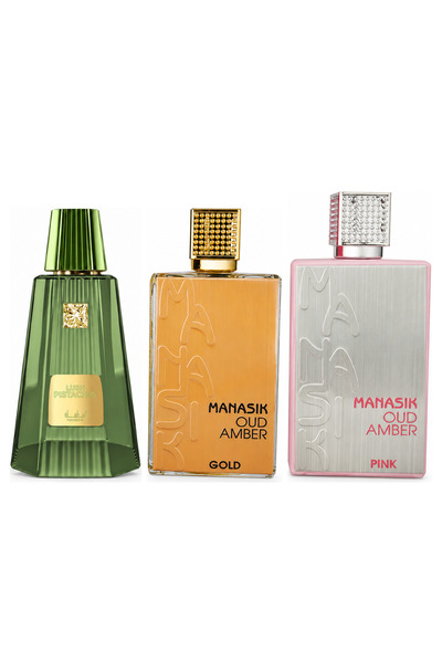 MANASIK Set 3 parfumuri Manasik, Lush Pistachio + Oud Amber Gold + Oud Amber ...