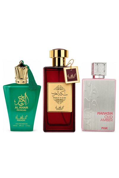 MANASIK Set 3 parfumuri Manasik, Al Baraka Pistachio + Malikat al Arab + Oud ...