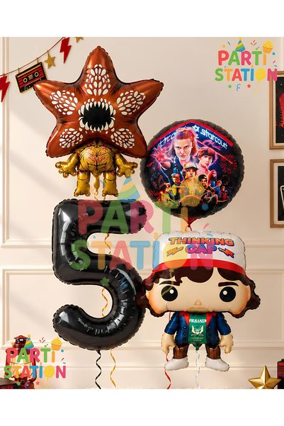 Parti Station Stranger Things-Themed 5th Birthday Balloon Set (4-Piece): Stra...