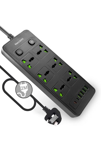 NECOMI 12 in 1 Universal Power Strip with USB C, Extension Cord with 6 Wide A...