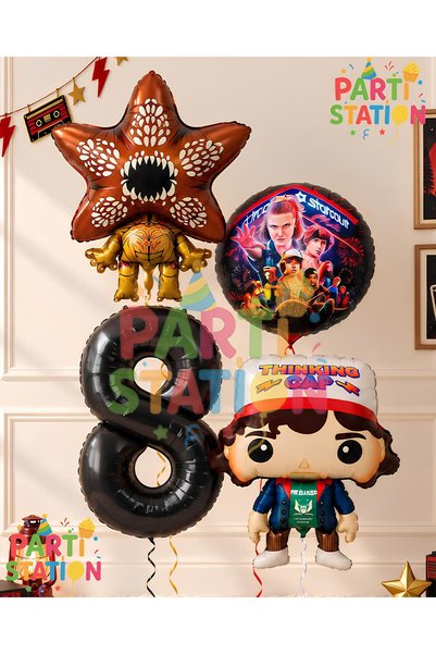 Parti Station Stranger Things-Themed 8th Birthday Balloon Set (4-Piece): Stra...