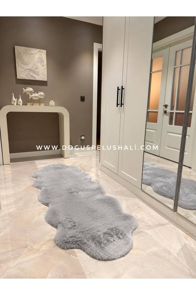 Doğuş Peluş Halı Ultra Soft Gümüş Gri Yumuşak Dokulu Peluş Halı Çift Kafa Post