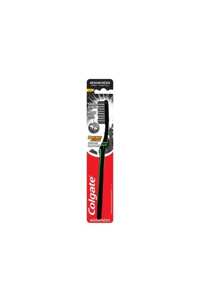 Colgate كولجيت فرشاة أسنان دبل أكشن بالفحم متوسطة النعومة