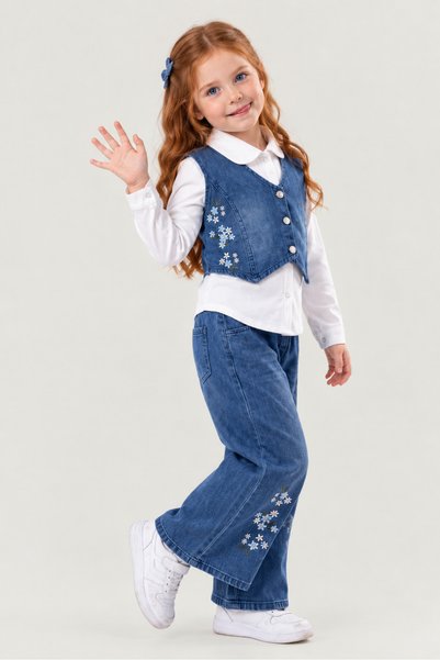 Arya Nisa Kids Σετ 3 τεμαχίων με τζιν παντελόνι και μπλούζα για κορίτσια